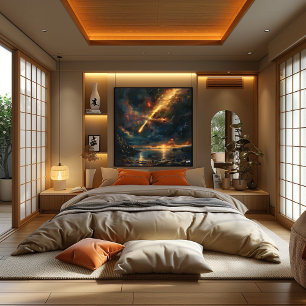 Cosmic aurora on the ocean poster