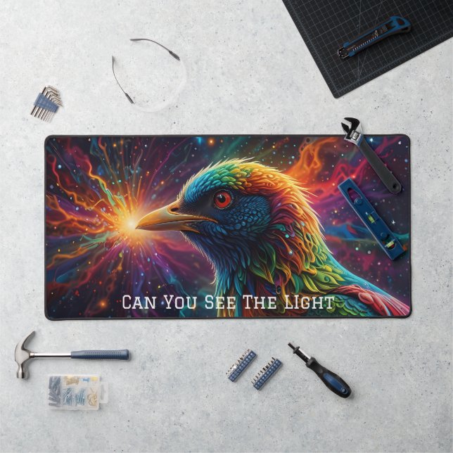 Cosmic Avian Symphony Cute Bird of the Universe Desk Mat (Workstation)