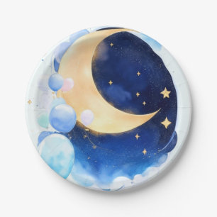 Cosmic Baby Shower Moon and Stars Inspired Paper Plate