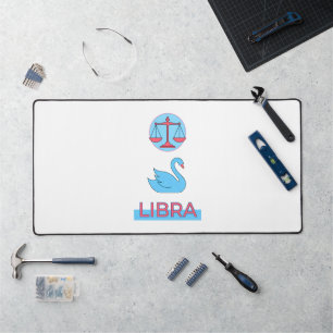 Cosmic Balance Line Art Celestial Swan Desk Mat