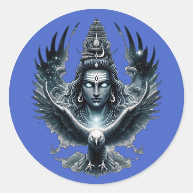 Cosmic Balance: Shiva & the Eagle Crypt Classic Round Sticker (Front)