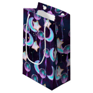 Cosmic Balloons Blue Purple Moon Stars Planets Small Gift Bag