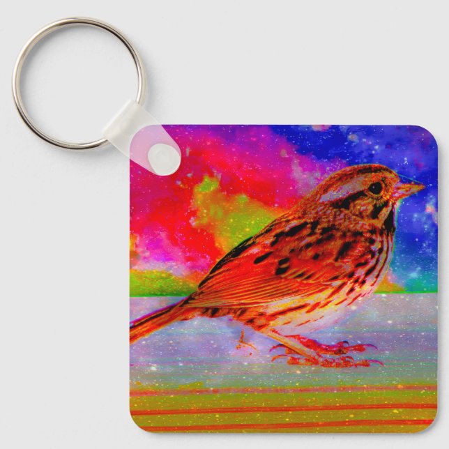 Cosmic Bird Dreamscape Art Print" Key Ring (Front)