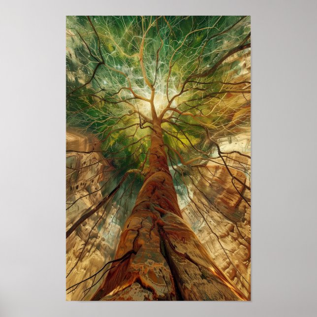Cosmic Birth - Colourful Energy Tree Poster (Front)