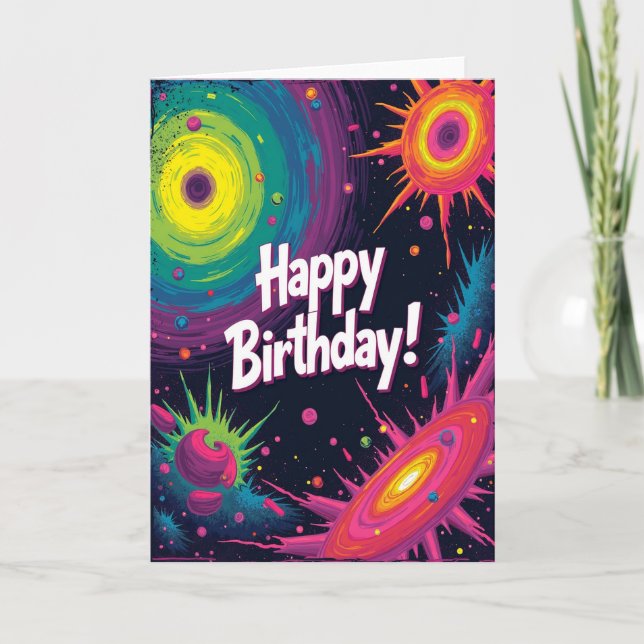 Cosmic Birthday Swirl Card (Front)