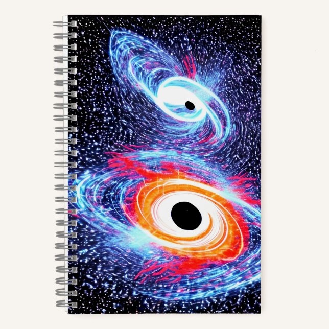 Cosmic Black Blue Red Orange Future Galactic Notebook (Front)