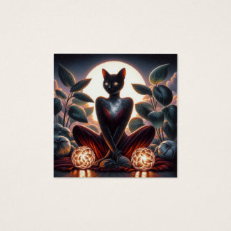 Cosmic Black Cat with Glowing Eyes Surreal Digital