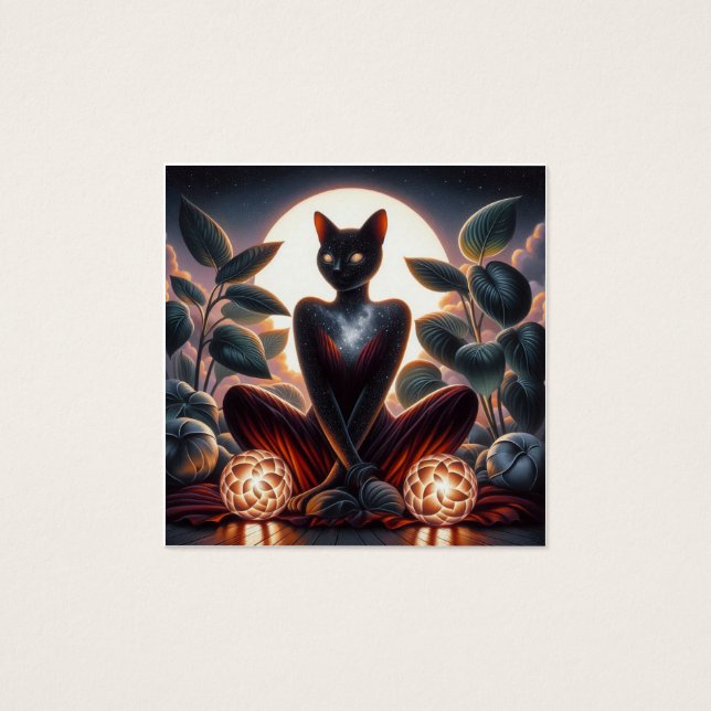 Cosmic Black Cat with Glowing Eyes Surreal Digital (Front)