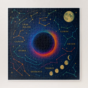 Cosmic Black Hole & Constellations Art - Celestial Jigsaw Puzzle