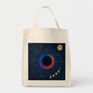 Cosmic Black Hole & Constellations Art - Celestial Tote Bag
