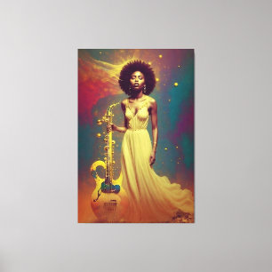 Cosmic Black musician Lady Canvas Print