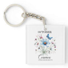 Cosmic Bloom Charm October Birth Flower Keychain
