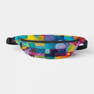 Cosmic Bloom Garden: Abstract Mosaic of Dreams Bum Bags