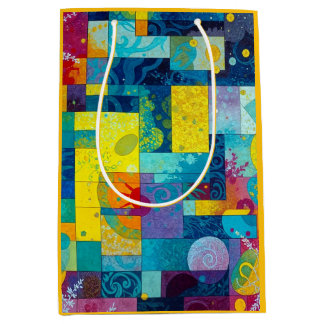 Cosmic Bloom Garden: Abstract Mosaic of Dreams Medium Gift Bag
