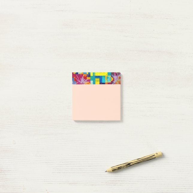 Cosmic Bloom Garden: Abstract Mosaic of Dreams Post-it Notes (On Desk)