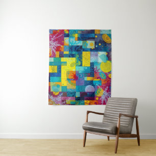 Cosmic Bloom Garden: Abstract Mosaic of Dreams Tapestry