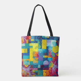 Cosmic Bloom Garden: Abstract Mosaic of Dreams Tote Bag
