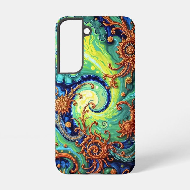 Cosmic Bloom: Surreal Energy Flow Samsung Galaxy S22 Case (Back)