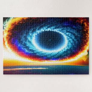 Cosmic Blue and Orange Colourful Galaxy in Space Jigsaw Puzzle