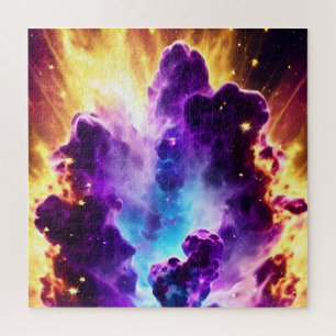 Cosmic blue and purple nebula explosion landscape jigsaw puzzle