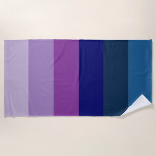 Cosmic Blue and Purple Stripes Beach Towel