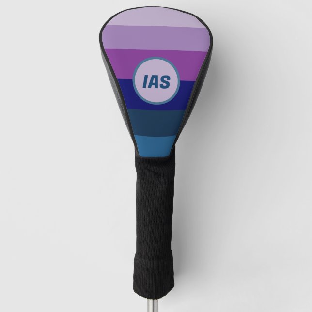 Cosmic Blue and Purple Stripes Golf Head Cover (Front)