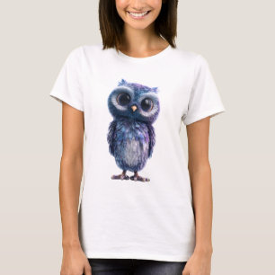 Cosmic Blue Nebula Owl Galaxy Bird Women T-Shirt