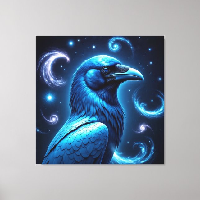 Cosmic Blue Raven Canvas Print (Front)