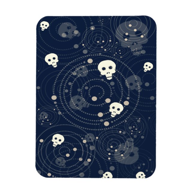 Cosmic Blue Skull Silhouette Pattern Magnet (Vertical)
