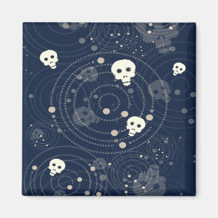 Cosmic Blue Skull Silhouette Pattern Magnet