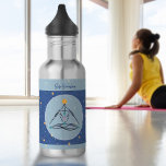 Cosmic Blue Yoga Postures Gym Workout Water Bottle<br><div class="desc">A customizable blue water bottle that features abstract yoga poses with dots and lines. The subtle pattern of poses create a cosmic feel. Add your own name to personalize and take you bottle to the gym or yoga studio.</div>