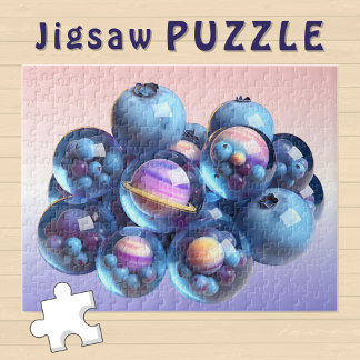 Cosmic Blueberry pastel Glass Planets -  Jigsaw Puzzle