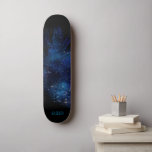 *~*  Cosmic Boho Midnight Sky Pastel Feather Skateboard<br><div class="desc">* Energetically Enhanced Magical Mystical Cosmic Celestial Bohemian Gypsy Rustic stunningly beautiful dark Midnight Navy Blue Watercolor sky background and sparkling celestial cosmic feather design. The magic vibe feather is very light and whispy. * Customise / Personalise with your INITIALS / MONOGRAM or NAME. Use the designer too to play...</div>