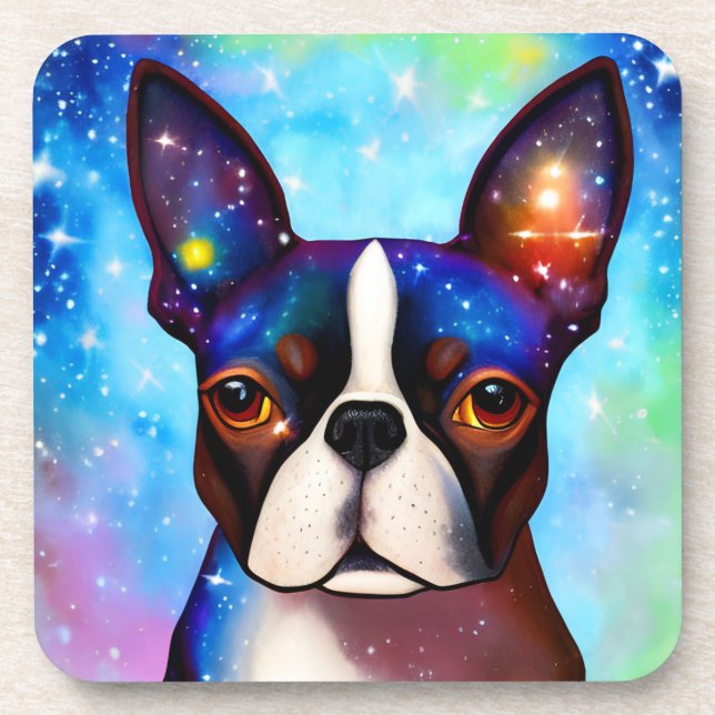 Cosmic Boston Terrier Coaster (Front)
