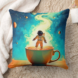 Cosmic Brew: Astronaut's Coffee Dream Cushion