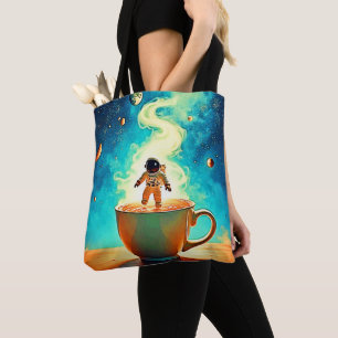 Cosmic Brew: Astronaut's Coffee Dream Tote Bag