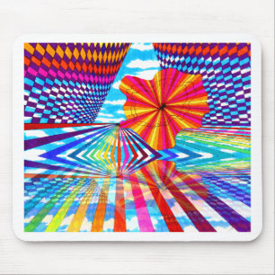 Cosmic Bright Geometric Kaleidoscope Rainbow Art Mouse Pad