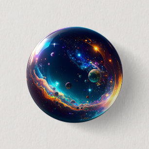 Cosmic Bubble Galaxy Fantasy Art 3 Cm Round Badge