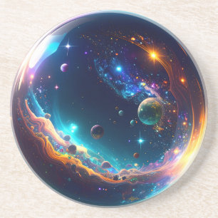 Cosmic Bubble Galaxy Fantasy Art Coaster
