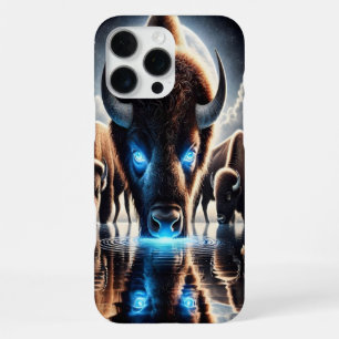 Cosmic Buffalo Bison Reflections Under Night Sky iPhone 16 Pro Max Case