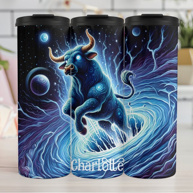 Cosmic Bull: Roaring Vortex Power Thermal Tumbler (Creator Uploaded)