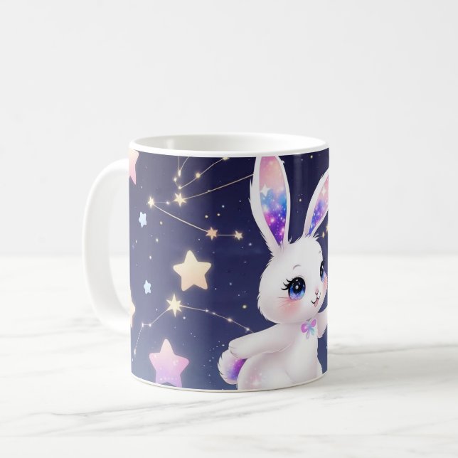 Cosmic Bunny Mug – Celestial Rabbit (Front Left)