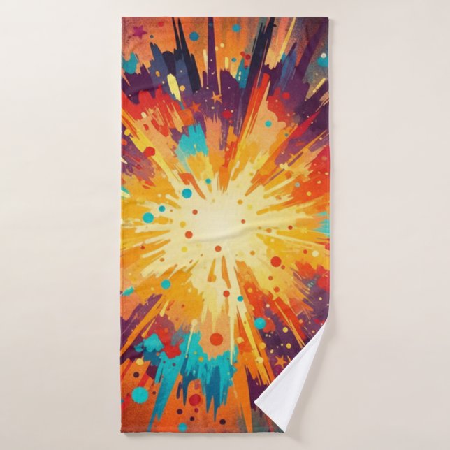 Cosmic Burst Abstract Splatter Art Bath Towel (Bath Towel)