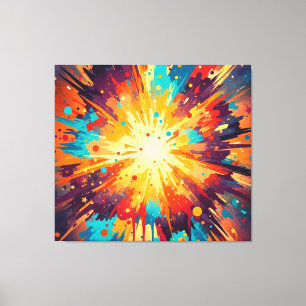 Cosmic Burst Abstract Splatter Art Canvas Print