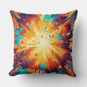 Cosmic Burst Abstract Splatter Art Cushion