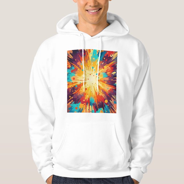 Cosmic Burst Abstract Splatter Art Hoodie (Front)