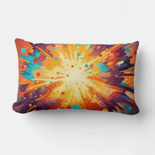 Cosmic Burst Abstract Splatter Art Lumbar Cushion