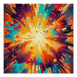Cosmic Burst Abstract Splatter Art Poster