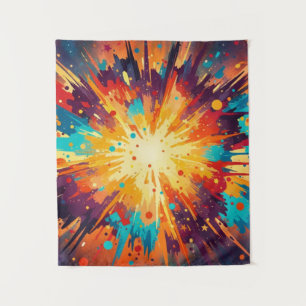 Cosmic Burst Abstract Splatter Art Tapestry