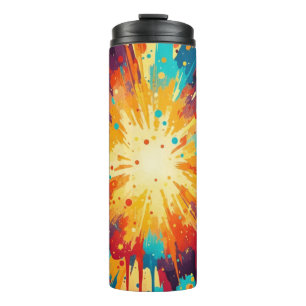 Cosmic Burst Abstract Splatter Art Thermal Tumbler